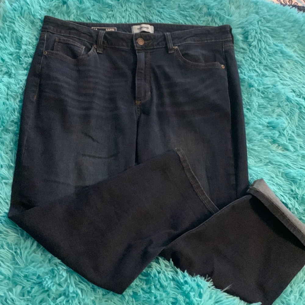 Sonoma dark blue denim capris